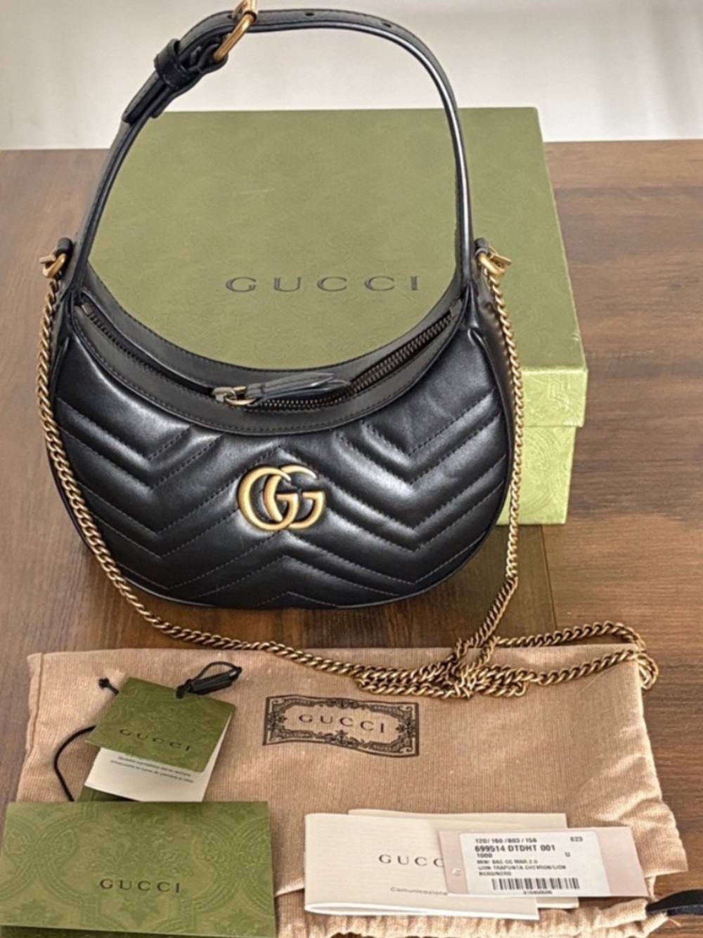 Gucci GG Marmont **Half Moon** with removable chain